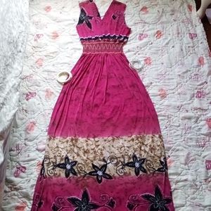 Pink floral maxi dress